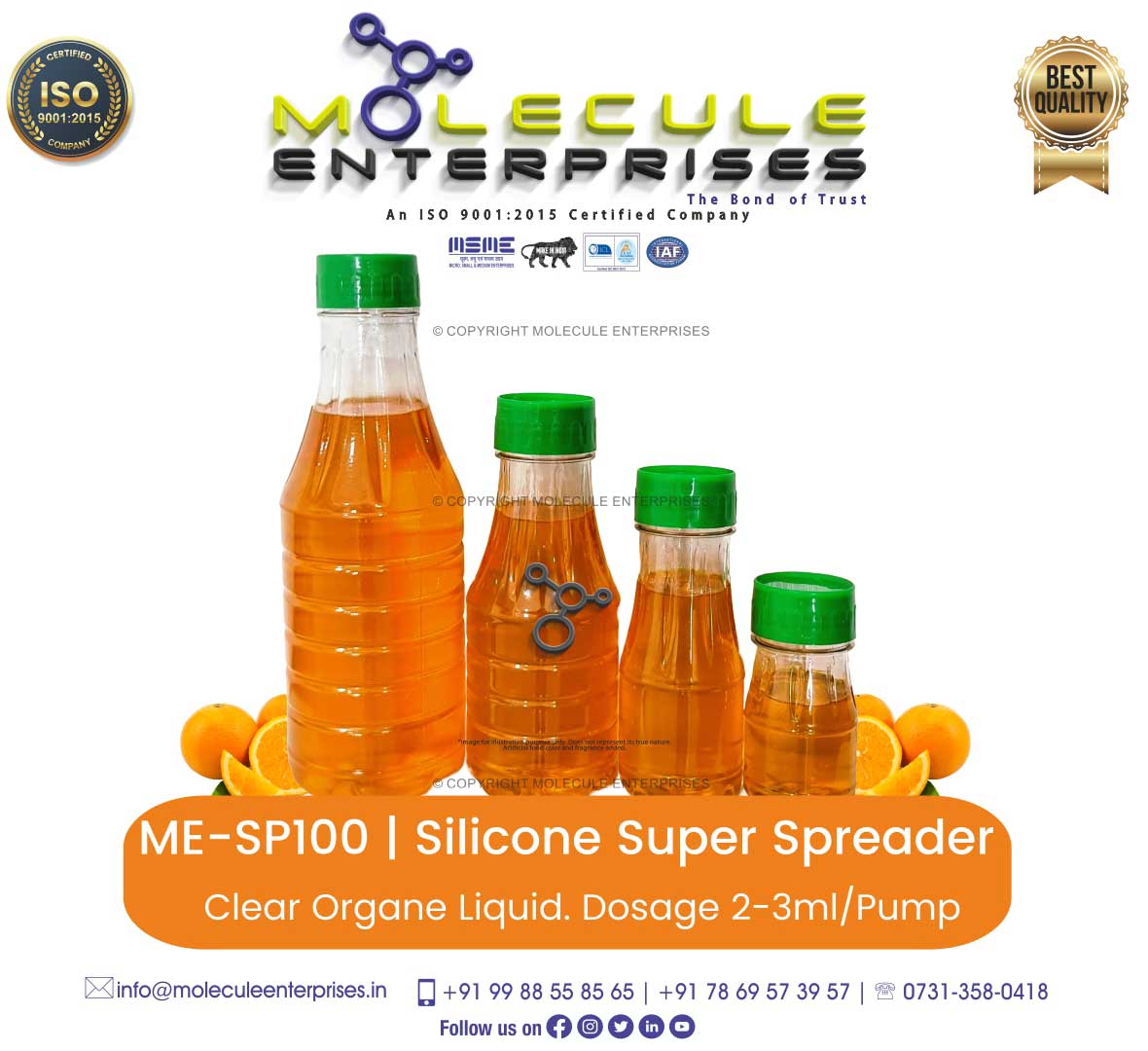 5ml orange silicone super spreader chipko spreader adjuvant manufacturers